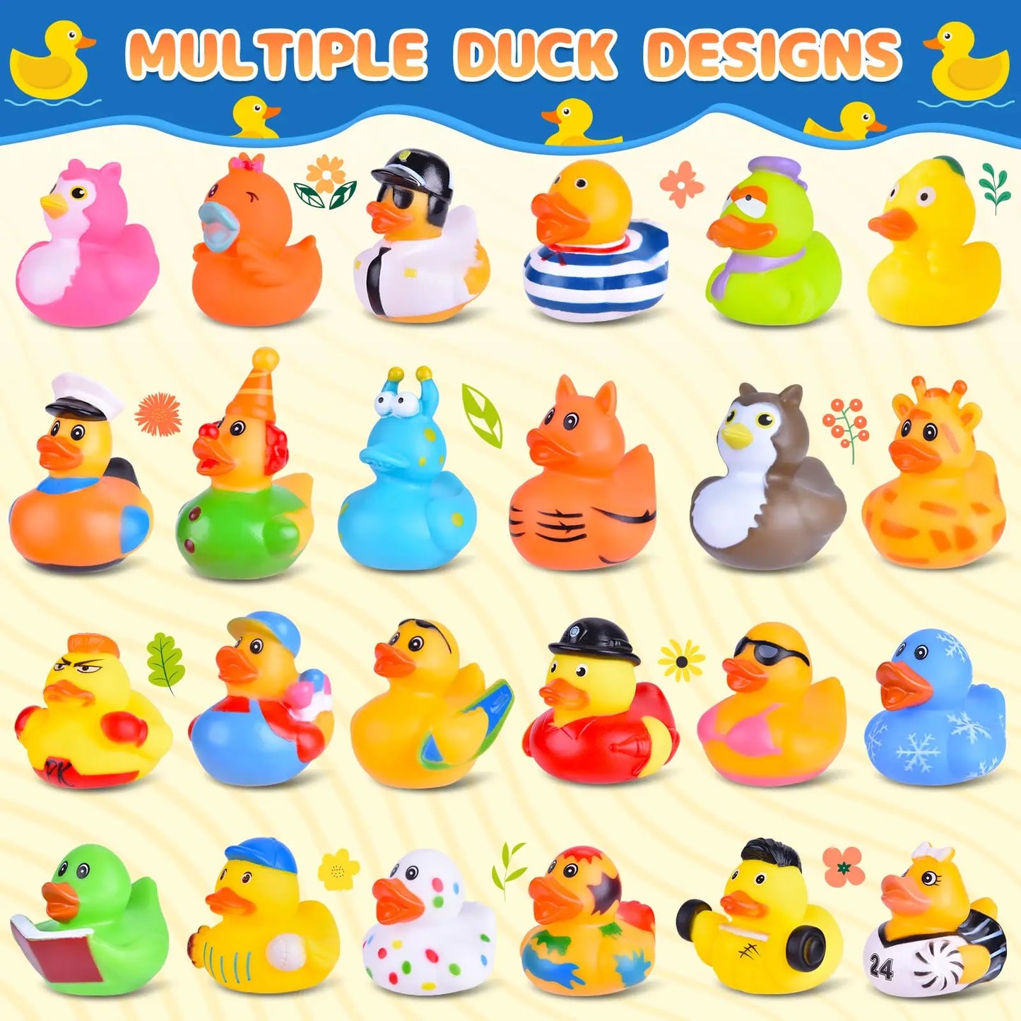 10/20/40/80PCS Rubber Ducks in Bulk Assortment Car Ducks for Ducking, Small Rubber Duckies for Toddler Baby Bath Toys Floater