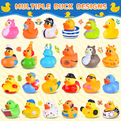 10/20/40/80PCS Rubber Ducks in Bulk Assortment Car Ducks for Ducking, Small Rubber Duckies for Toddler Baby Bath Toys Floater