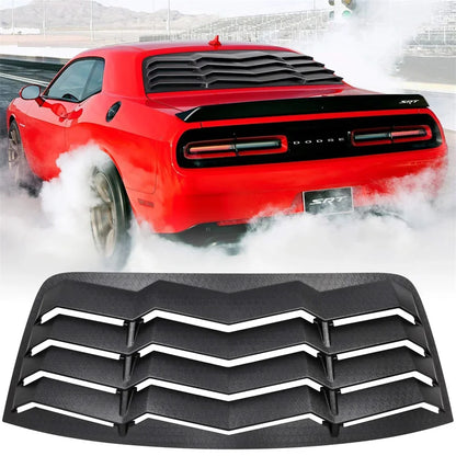 Rear+Side Window Louvers for Dodge Challenger 2008-2023 Windshield Sun Shade Cover Vent GT Lambo Style Custom ABS Matte Style
