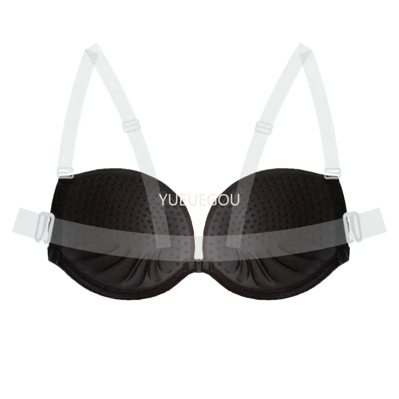 Multiway Backless Bra Push Up - Invisible Bralette with Removable Transparent Straps for Bridal, Evening Wear, Sexy Lingerie