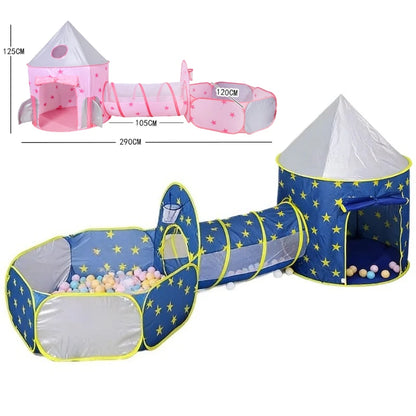 IMBABY Star Printed Play Tent for Toddler with Baby Ball Pit and Play Tunnel Children Indoor Outdoor Playhouse for Birthday Gift