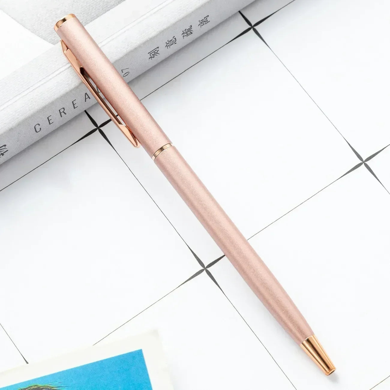 50 Pcs Metal Ballpoint Pen Rose Gold Pen Custom Logo School&office Supplies Stationery Business Gift Lettering Engraved Name