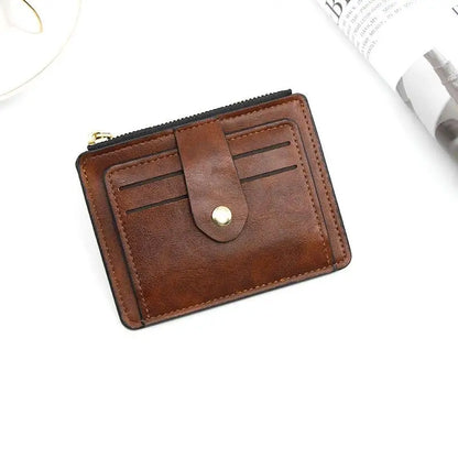 HOMEFISH Men Fashion Credit ID Card Holder Wallet Male Slim Leather Wallet with Coin Pocket Brand Designer Brown Business Purse