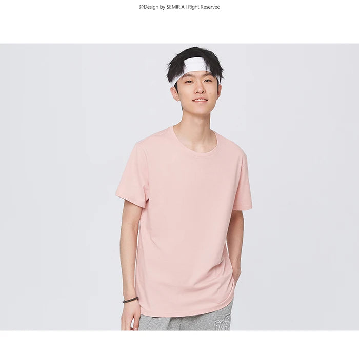 Semir Short Sleeve Men T-Shirt Cotton 2026 Summer New Man Clothing Thin And Versatile T Shirt Couples Solid Color Tops