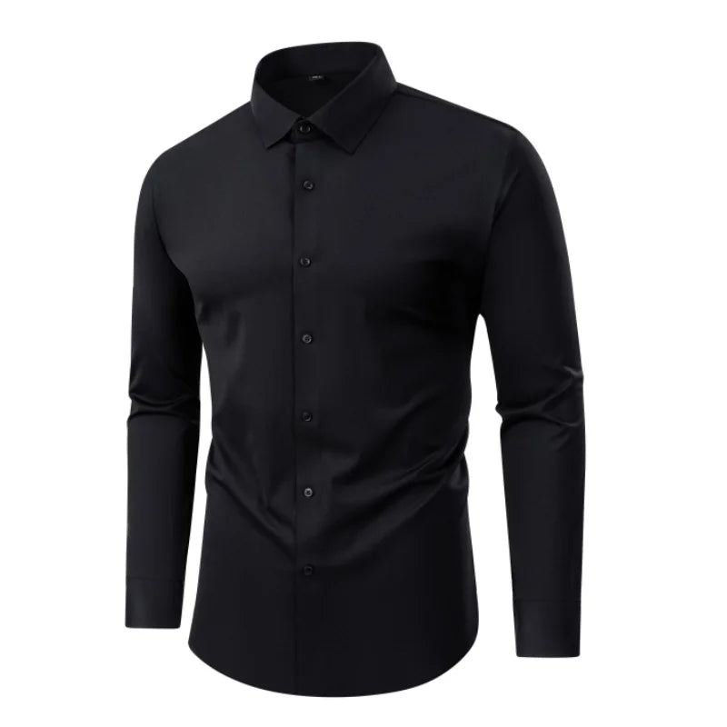 High Stretch Anti-Wrinkle Men's Shirts Long Sleeve Dress Shirts Men Fit Social Business Blouse Social Shirt Men Clothing S-4XL