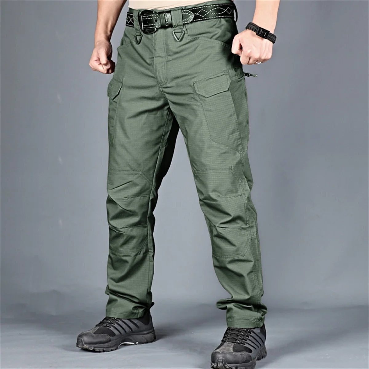 Black Cargo Plus Size Men's Elastic Tactical Pants Camping Hiking Fishing Trekking Climbing Outdoor Trousers Quick Dry Sports