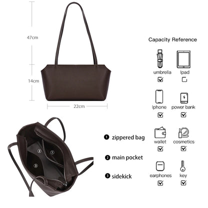 Luxury Women's Genuine Cowhide Leather Mini Shoulder Tote Bag Pebbled Leather Long Strap Underarm Handbag Minimalist Daily Purse