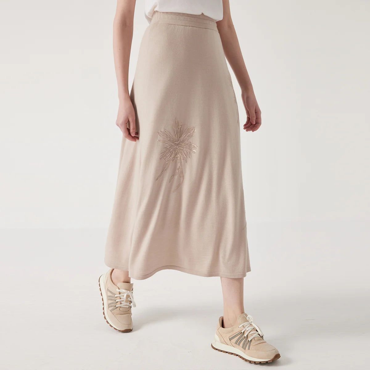 BC1040 Luxurious Clothes Ladies Embroidery Merino Wool Silk Skirts Womens Clothing Elegant Summer