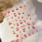 Lovely Red Fruit Strawberry Cherry Bowknot Love Heart Star Silk Ribbon 5D Nail Art Stickers Chic Self Adhesive Manicure Decal
