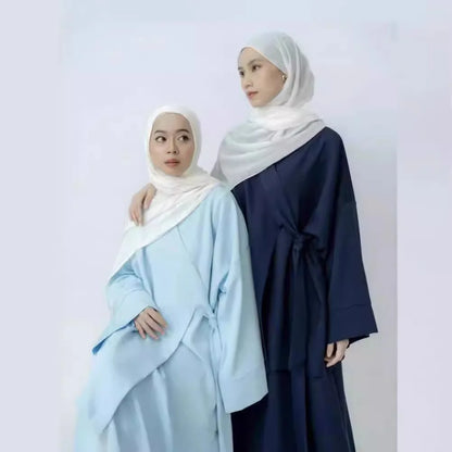 Nida Co Ord Set Kimono with Straps Skirt Ramadan Eid Islamic Cloting 2 Piece Sets Muslim Women Modest Dresses Ensembles Musulman