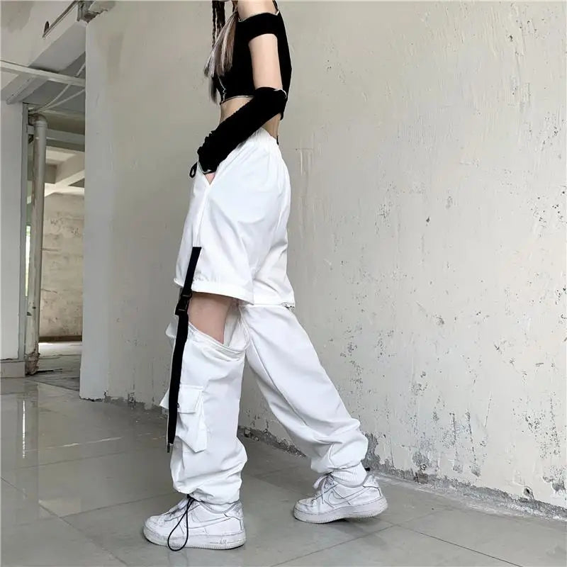 Casual Pants Women Cargo Korean Style Solid Spring Young Ladies Elastic Waist Popular Street Wear  Simple Ins Cozy Cool