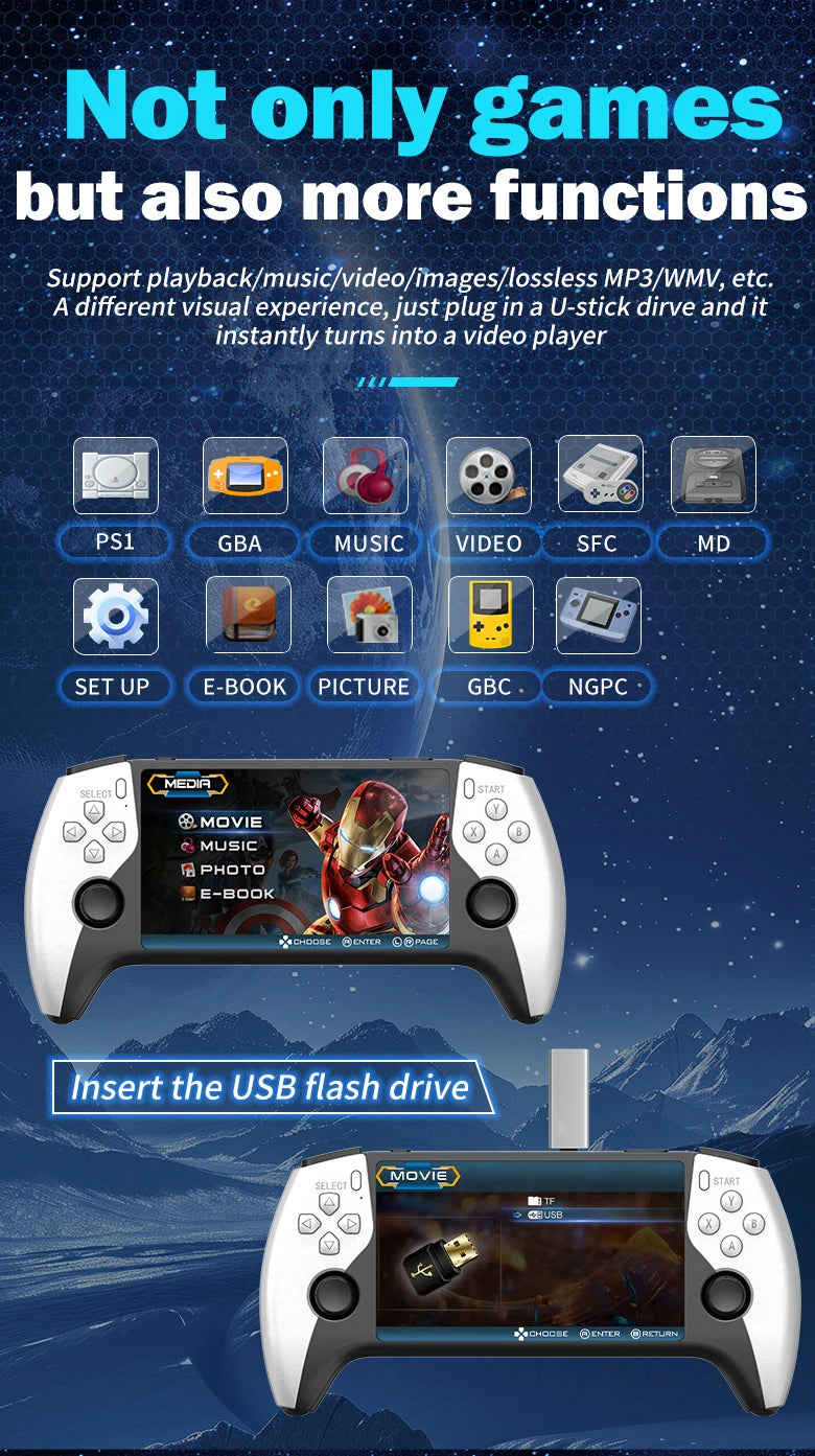 Pocket Game Console 5.0 Large Screen High Definition Retro Style Miniature Dual Joysticks Two-player Fighting Arcade-style