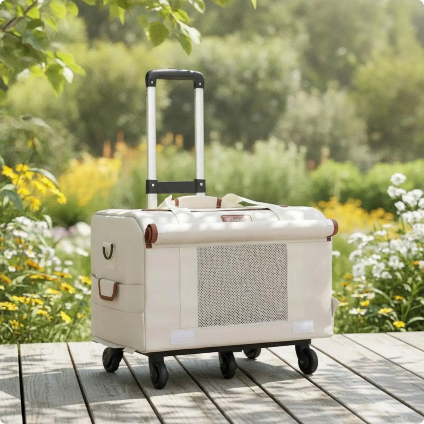 Travel Container Padded Cat Carrier Bag with Pull Handle Pet Carrier Wheels for