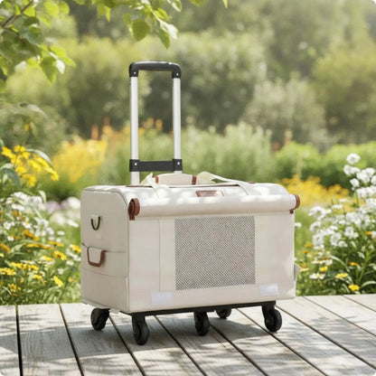 Travel Container Padded Cat Carrier Bag with Pull Handle Pet Carrier Wheels for
