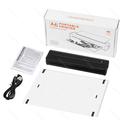 A4 Wireless Bluetooth PDF Printer Mini Portable Thermal Mobile Maker For Home Office PDF Photo Print with 50pcs Thermal Paper