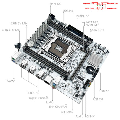 MACHINIST White X99 Motherboard Kit Set Optional Xeon E5 2640 V4 LGA 2011-3 CPU DDR4 2*8G=16GB RAM NVME/SATA M.2 PR9-H Combo
