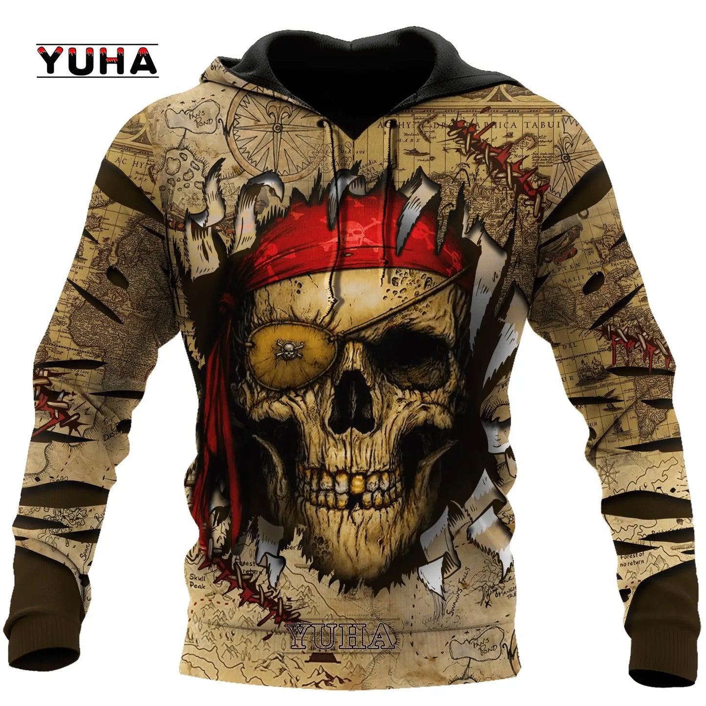 Dark  Red Skull Tattoo 3D All Over Printed Men's Hoodie & Sweatshirt Spring and  Autumn Unisex  Hoodies Casual Sportswear