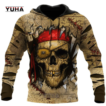 Dark  Red Skull Tattoo 3D All Over Printed Men's Hoodie & Sweatshirt Spring and  Autumn Unisex  Hoodies Casual Sportswear