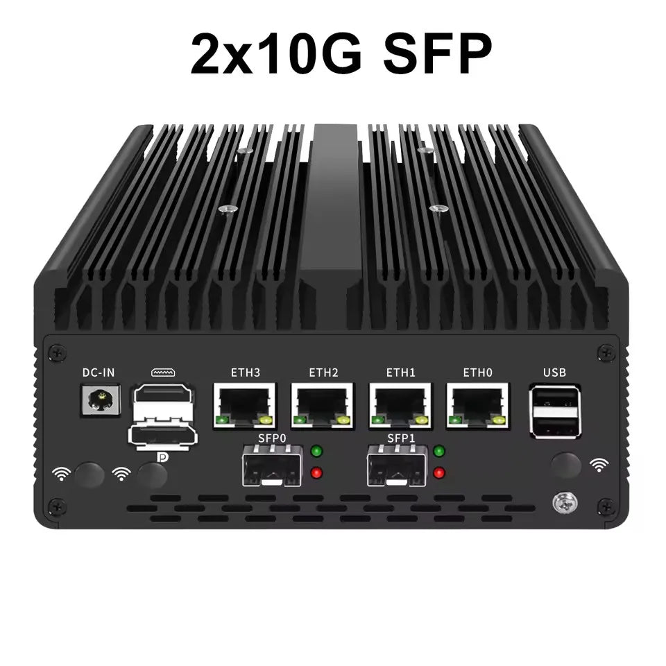 New Solid Firewall Appliance 12th Gen Intel Pentium Gold 8505 10G/1G SFP 4*2.5G RJ45 LAN 2*DDR5 NVMe Mini PC Proxmox ESXi Server