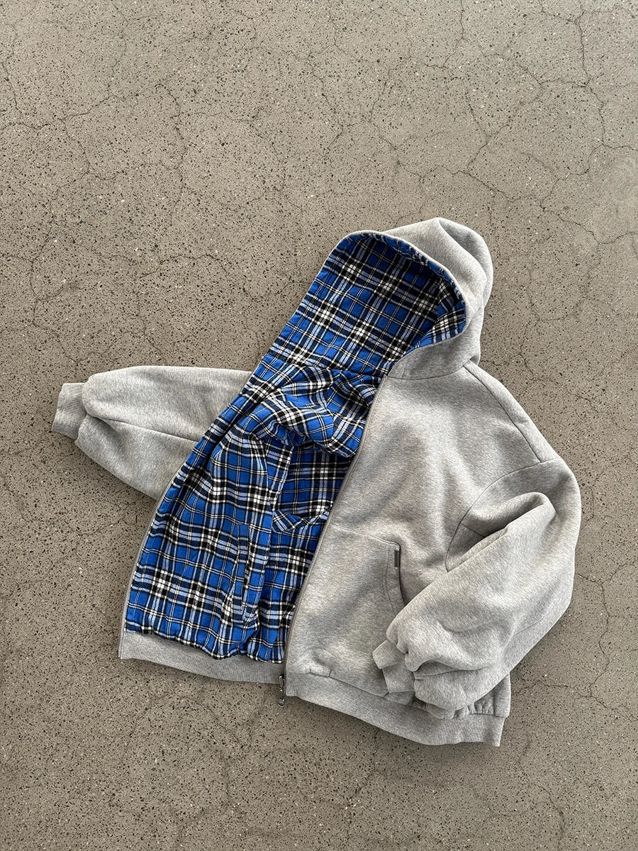 Mauroicardi Spring Oversized Reversible Hoodies Men Luxury Designer Clothing Hoodie with Plaid Lining Sweatshirt Streetwear 2025