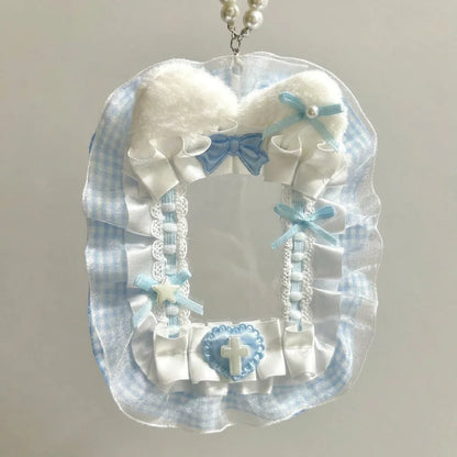 Creative Angel-Wings Card Holder Lace Bowknot Decor Student Card Storage Protective Cover Korean Fans Photocard Holder Bag Pen