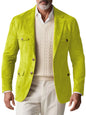 1970s Men's Suede Blazer Retro Slim Fit Two Buttons Multi Pocket High Quality Jacket Fashion Casual Sport Coat For Daily Wear