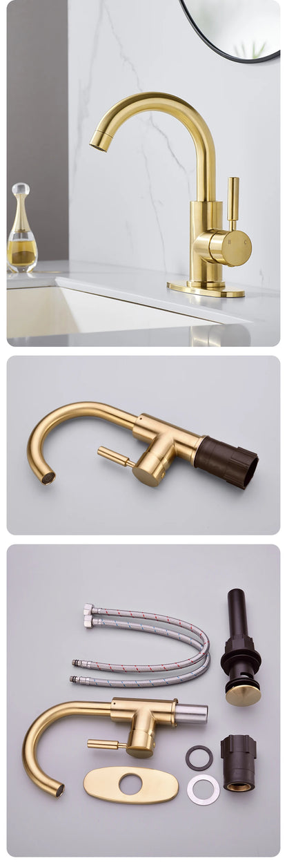 Brass Black Bathroom Basin Faucet Cold And Hot Water Mixer Sink Tap Nickel Brushed Gold Rose Bronze Taps with Pop Up Drain