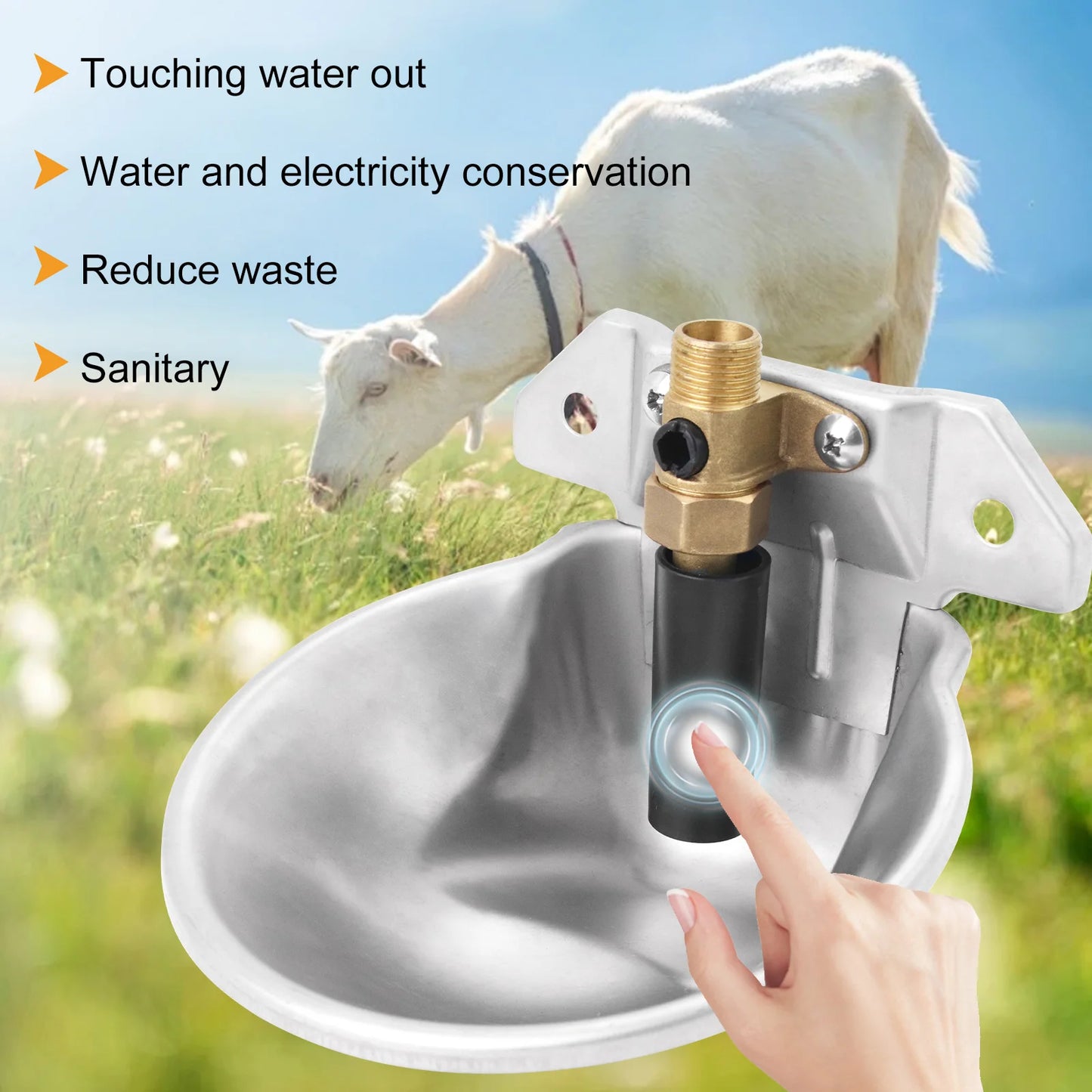 Automatic Goat Sheep Water Drinker Bowl Stainless Steel Lamb Drinker Waterer With Copper Valve Farm Animal Dog Feeding Supplies