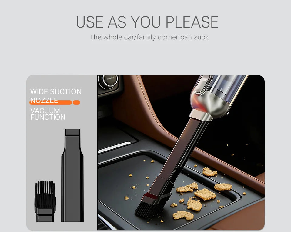 SZUK Car Vacuum Cleaner Portable Blower Handheld Cleaning Machine with LED Light Powerful Wireless Mini Vacuum Cleaner for Car