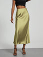 21 Colors New 2026 Women's Elegant High Waist Satin Long Skirts Female Summer Solid Color Faldas