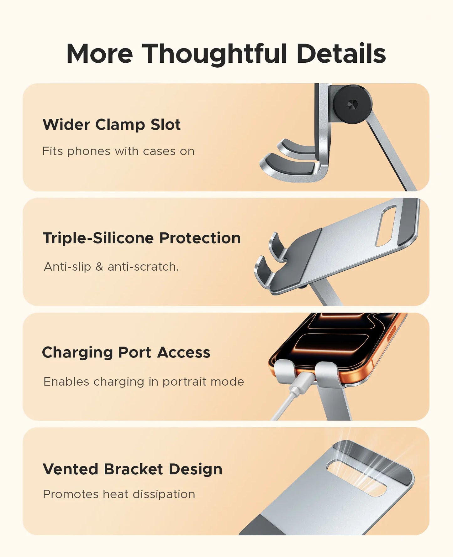 ORICO Aluminum 360 Rotation Mobile Phone Holder Universal Bracket Folding Dual-Axis Alloy Adjustment Design Stable For iPhone