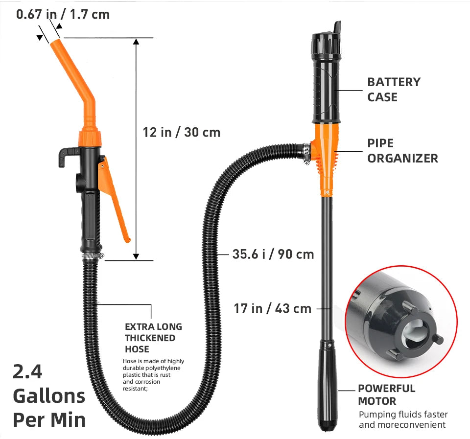 Handheld Electric Oil Siphon Pump Liquid Transfer Battery Powered Portable Water Gas Extractor Tool Car Petrol Fuel Siphon Pump