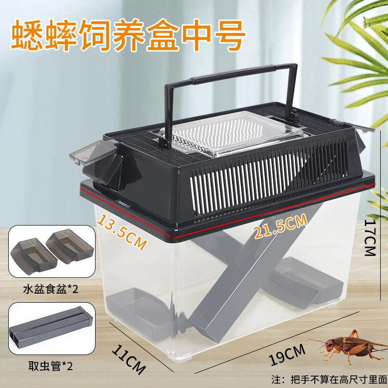 Insect Breeding Box Clear Cricket Keeper Escape Proof Reptile Feeder Habitat Ventilated Bug Terrarium Container Easy Clean