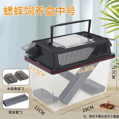 Insect Breeding Box Clear Cricket Keeper Escape Proof Reptile Feeder Habitat Ventilated Bug Terrarium Container Easy Clean