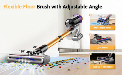 Daccormax 65KPa Cordless Stick Vacuum,Stick Vacuum with Smart Touch Screen,3-Speed Adjustable,Powerful Cleaning for Home