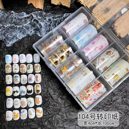 10Rolls Plaid Thousand-Bird Bow  Stars Nail Foils Transfer Paper  Nail Art Stickers  Manicure Set Decal  Nails Decoration