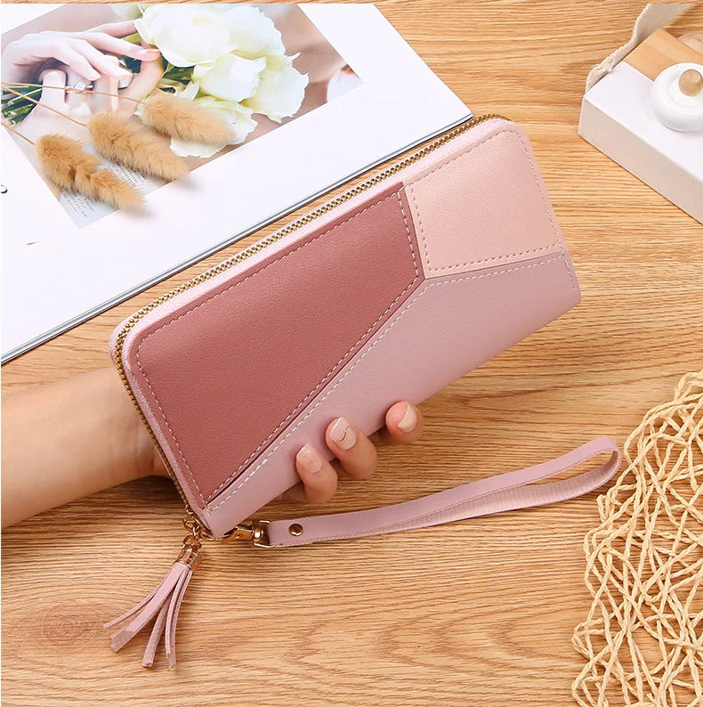 Fashion Zipper Wallets Womens Long Purses Handbags Coin Purse Cards Holder PU Leather Billfold Wallet