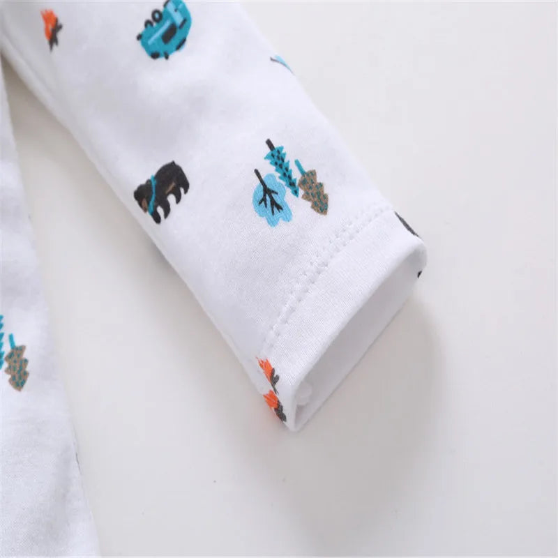 Lovely Baby Boy bodysuits 3Pcs/sets Long Sleeved Clothes PP Pant Cotton Infant Sporty Girl Short Sleeved Bodysuits