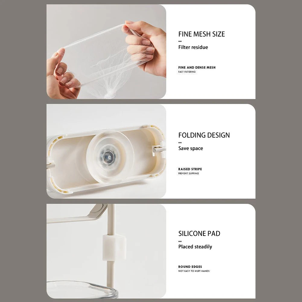 Kitchen Sink Filter Rack With 50pcs Net Filter Bag Foldable Multi-Purpose Drainage Basket Leftovers Soup Food Drainer Shelf