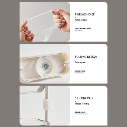 Kitchen Sink Filter Rack With 50pcs Net Filter Bag Foldable Multi-Purpose Drainage Basket Leftovers Soup Food Drainer Shelf