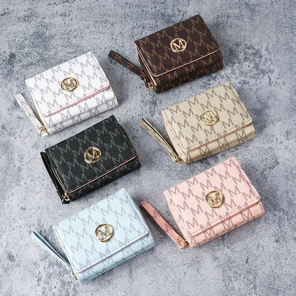 New style women's wallet, short, European and American PU high-end coin purse, printed, multi-card slots, small wallet