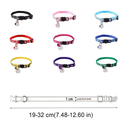 Adjustable Pet Cat Collar Quick Release Safety Buckle Anti-lost Cat Necklace Cat Pattern with Cat Face Pendant Bell