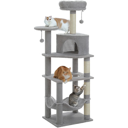 Multi-Level Cat Tree for Indoor Cats Large Cat Tower with Cozy Condo Hammock Sisal Scratching Posts Cat Scratchers Bed Cat Toys