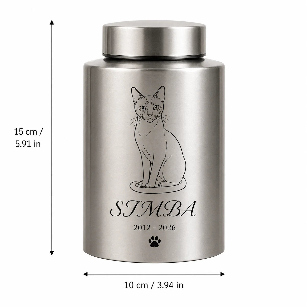 Personalized Pet Ash Urn with Photo Upload AI Minimalist Portrait Stainless Steel Memorial Cat Dog Bone Container with Custom Na
