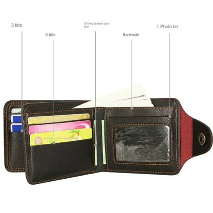 2027 Short Bifold Faux Leather Masculina Billetera Credit ID Card Holder Wallet Billfold Purse Clutch Solid Hombre Business Slim
