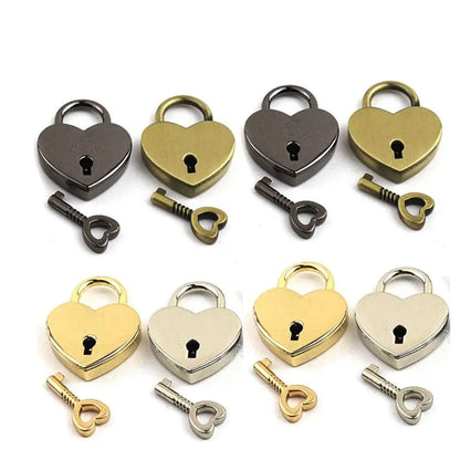 Travel Diary Book Suitcase Jewelry Box Heart Shape Padlock Key Lock Mini Padlocks Antique Style