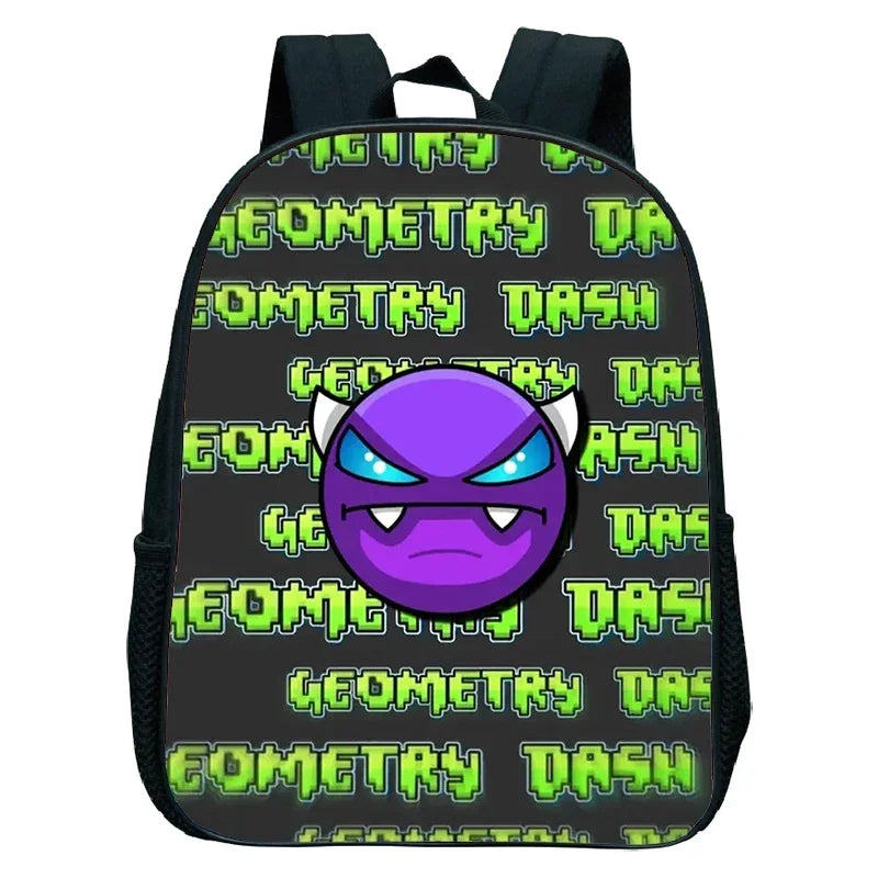 16 Inch Angry Geometry Dash Backpack Boys Girls Bookbag Cartoon Game Kids Kindergarten School Bags Toddler Childcare Backpack