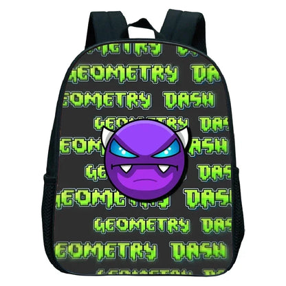16 Inch Angry Geometry Dash Backpack Boys Girls Bookbag Cartoon Game Kids Kindergarten School Bags Toddler Childcare Backpack