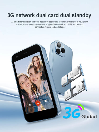 SERVO 15SE Mini Pocket Smartphone 3G WCDMA Dual SIM Android System 3.0" Display 2GB+16GB WiFi Hotspot GPS Face Unlock Bluetooth Play Store Type-C Camera Flashlight Small Palm Mobile Phones