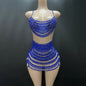 Thin Suspenders Fake Meat Mini Hip Skirt Bar Dance Dress Music Festival Singer Costume Party High-end Performance Dress Vestito